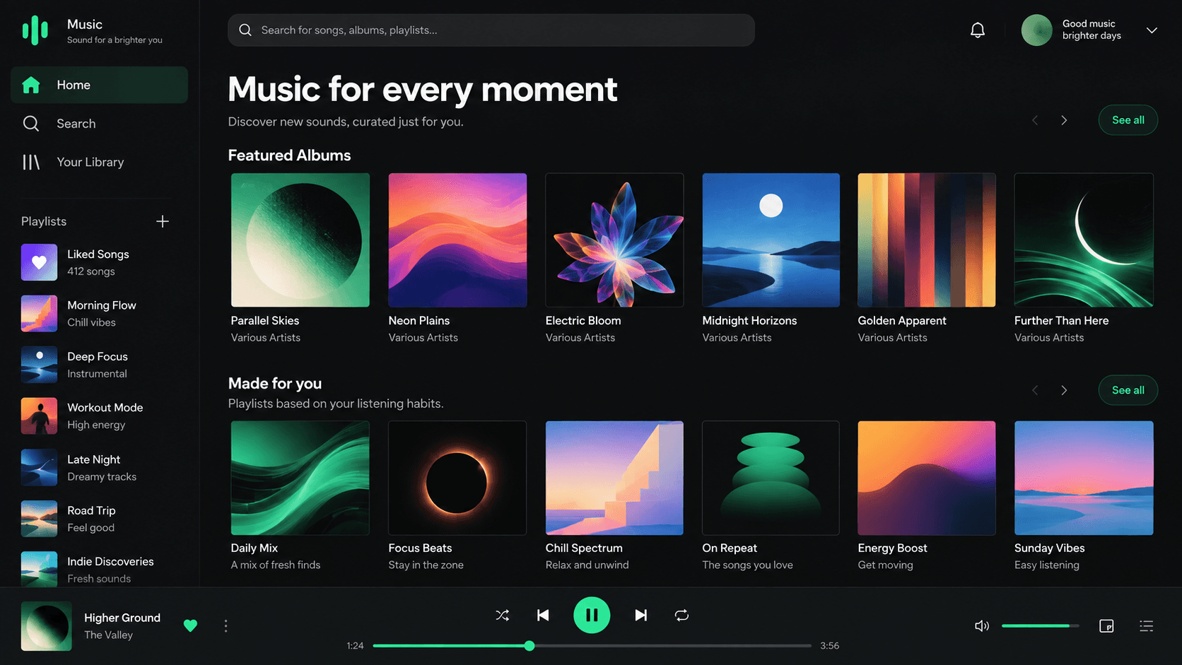 Spotify-Inspired Music Streaming UI