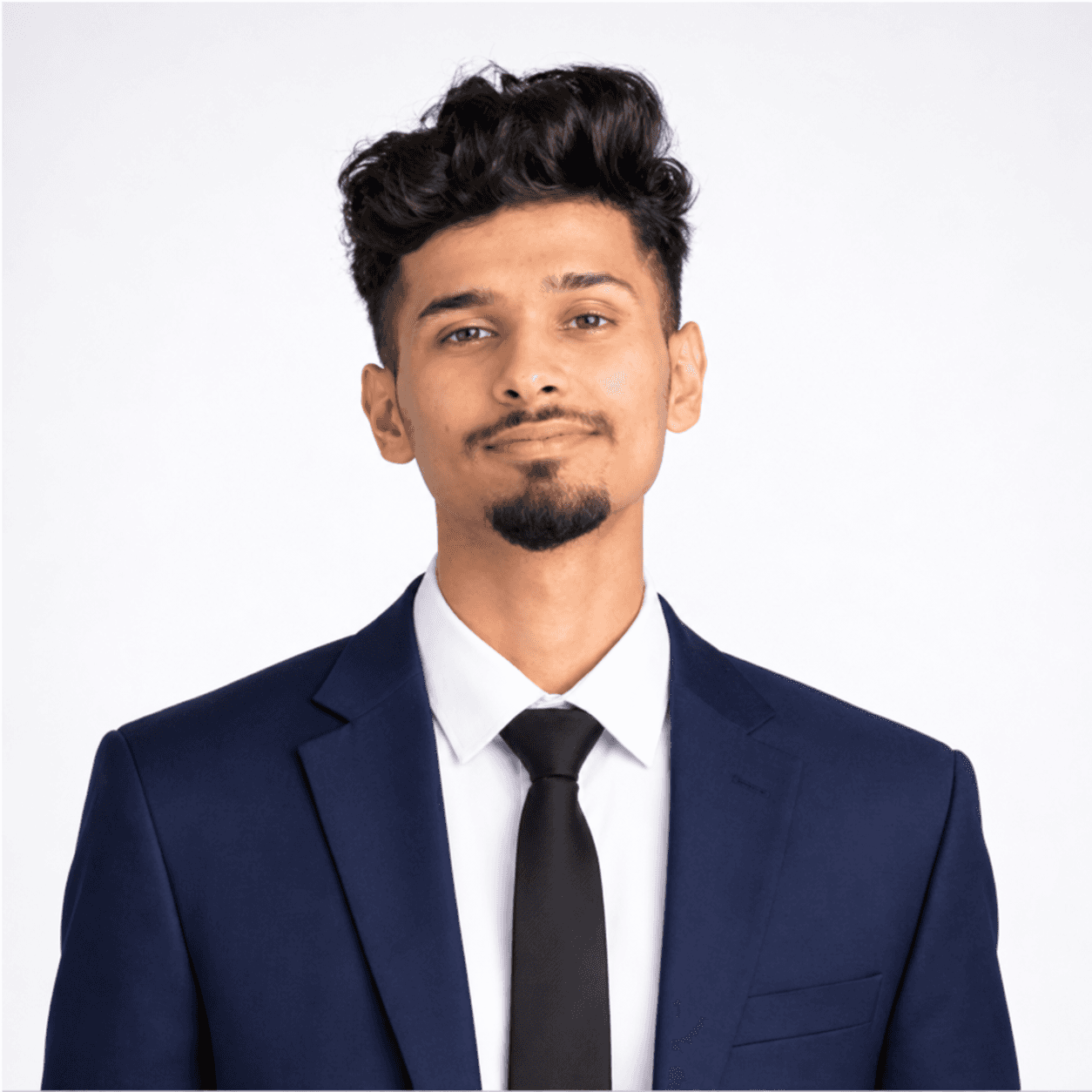 Sushant Luitel, frontend developer, wearing a navy suit
